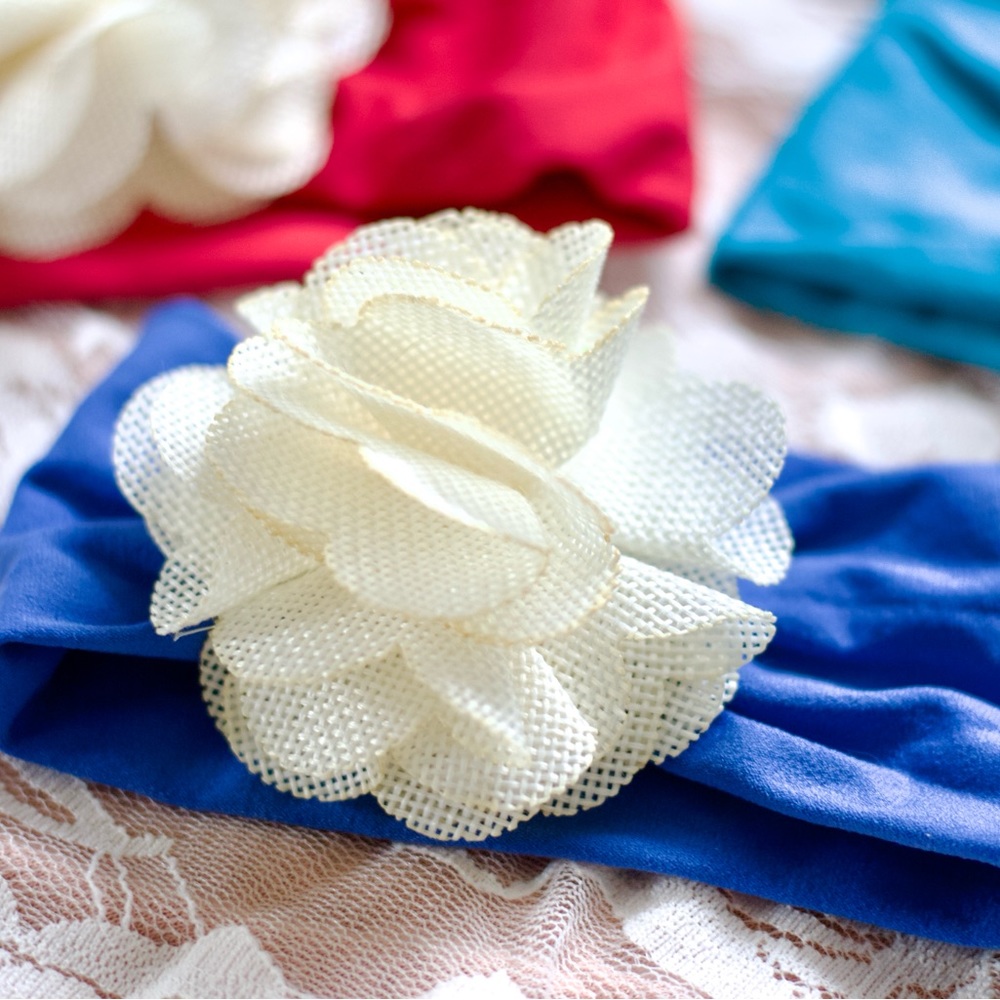Baby Girl Headwrap Flower Headband Spring Stretchy Burlap Hair Accessories
